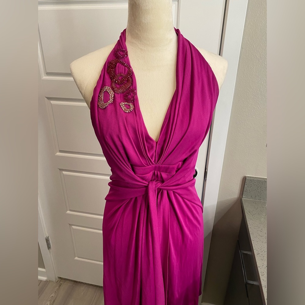 Blumarine Fuchsia Halter Dress